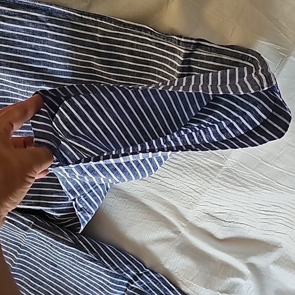 BeachLunchLounge Cropped Linen Striped Pants Size XXL - Picture 6 of 15